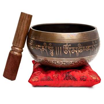 Authentic Tibetan Singing Bowl Set - Handmade Nepal Meditation Tool