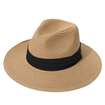 DRESHOW Women Panama Hat with UPF 50% Sun Protection