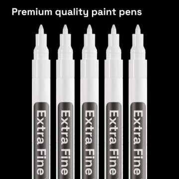 ARTISTRO 5 White Paint Pen for Rock Painting, Stone, Ceramic, Glass, Wood, Tire, Fabric, Metal, Canvas. Set of 5 Acrylic Paint White Marker Water-based Extra-fine Tip