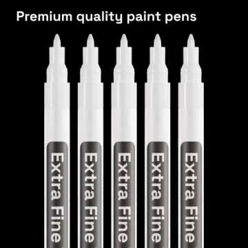 ARTISTRO 5 White Paint Pen for Rock Painting, Stone, Ceramic, Glass, Wood, Tire, Fabric, Metal, Canvas. Set of 5 Acrylic Paint White Marker Water-based Extra-fine Tip
