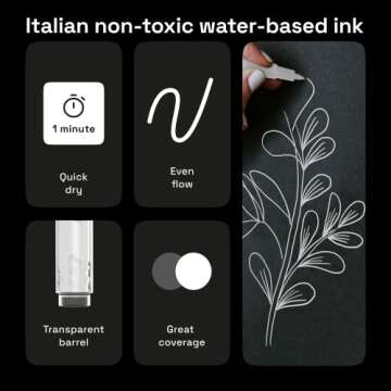 ARTISTRO 5 White Paint Pen for Rock Painting, Stone, Ceramic, Glass, Wood, Tire, Fabric, Metal, Canvas. Set of 5 Acrylic Paint White Marker Water-based Extra-fine Tip