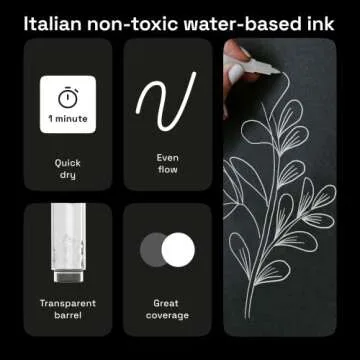 ARTISTRO 5 White Paint Pen for Rock Painting, Stone, Ceramic, Glass, Wood, Tire, Fabric, Metal, Canvas. Set of 5 Acrylic Paint White Marker Water-based Extra-fine Tip