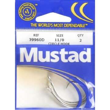 MUSTAD CIRCLE HOOKS SIZE 11/0 2PK 39960D-29-11/0 418693