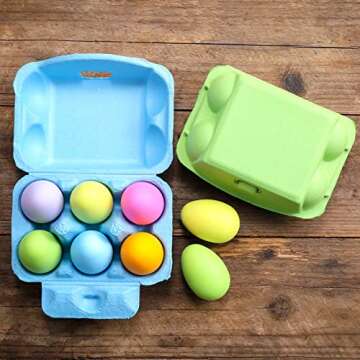 Half Dozen Colored Egg Cartons, 24 Pack - Natural Pulp Paper, 6 Count Reusable Egg Holder Basket, Blank Colorful Easter Toy Storage Tray