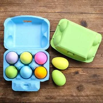 Half Dozen Colored Egg Cartons, 24 Pack - Natural Pulp Paper, 6 Count Reusable Egg Holder Basket, Blank Colorful Easter Toy Storage Tray