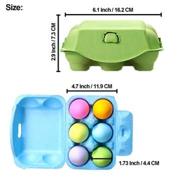 Half Dozen Colored Egg Cartons, 24 Pack - Natural Pulp Paper, 6 Count Reusable Egg Holder Basket, Blank Colorful Easter Toy Storage Tray
