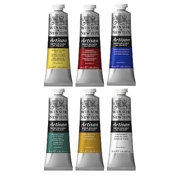 Winsor & Newton Artisan Water-Mixable Oil Colors, Assorted Colors, Set of 6,1.25 oz
