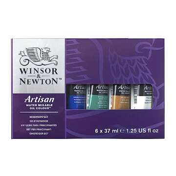 Winsor & Newton Artisan Water-Mixable Oil Colors, Assorted Colors, Set of 6,1.25 oz