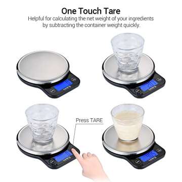 Lumsing Digital Kitchen Scale, Multifunction Stainless Steel Food Scale with LCD Display 13.2 lb 6kg 1g 0.01oz, Batteries Included