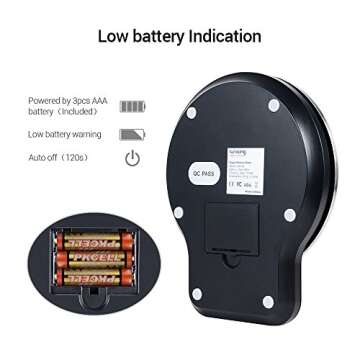 Lumsing Digital Kitchen Scale, Multifunction Stainless Steel Food Scale with LCD Display 13.2 lb 6kg 1g 0.01oz, Batteries Included