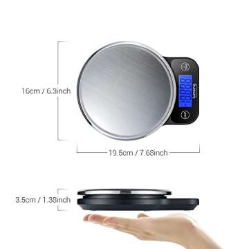 Lumsing Digital Kitchen Scale, Multifunction Stainless Steel Food Scale with LCD Display 13.2 lb 6kg 1g 0.01oz, Batteries Included