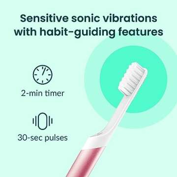 Quip Sonic Toothbrush for Adults - Timed Electric Toothbrush with Cover - Replaceable Brush Head, So...