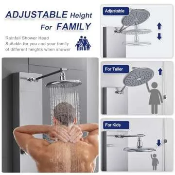 ROVATE Shower Panel Tower System 304 Stainless Steel, Shower Panels System with Adjustable Rainfall Shower Head, 6 Body Massage Jets and 5 Functions Handheld Shower, Brushed Stainless Steel
