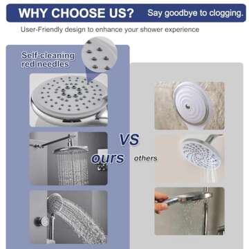 ROVATE Shower Panel Tower System 304 Stainless Steel, Shower Panels System with Adjustable Rainfall Shower Head, 6 Body Massage Jets and 5 Functions Handheld Shower, Brushed Stainless Steel