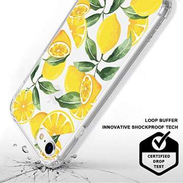 MOSNOVO Compatible for iPhone SE 2022 Case/iPhone SE 3 Case 2022 / iPhone SE 2020 Case/iPhone 8 Case/iPhone 7 Case, Summer Lemon Design with Shockproof TPU Bumper Clear Back Cover