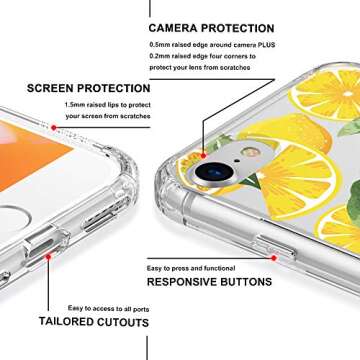 MOSNOVO Compatible for iPhone SE 2022 Case/iPhone SE 3 Case 2022 / iPhone SE 2020 Case/iPhone 8 Case/iPhone 7 Case, Summer Lemon Design with Shockproof TPU Bumper Clear Back Cover