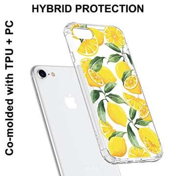 MOSNOVO Compatible for iPhone SE 2022 Case/iPhone SE 3 Case 2022 / iPhone SE 2020 Case/iPhone 8 Case/iPhone 7 Case, Summer Lemon Design with Shockproof TPU Bumper Clear Back Cover