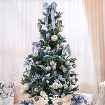 DINDOSAL Dusty Blue Velvet Wired Ribbon for Christmas Decor