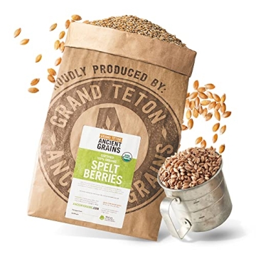 Grand Teton Ancient Grains - 100% Organic Spelt Berries - Nutritious Whole Grains from Idaho, 25 lbs