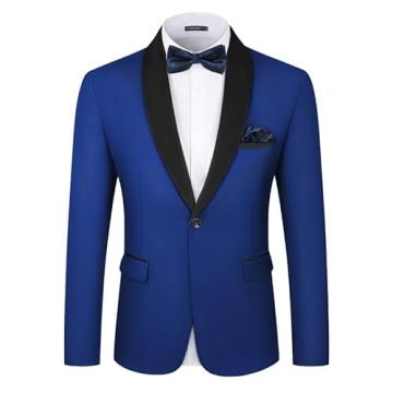 MAGE MALE Men's Tuxedo Jacket Slim Fit One Button Blazer for Formal Events