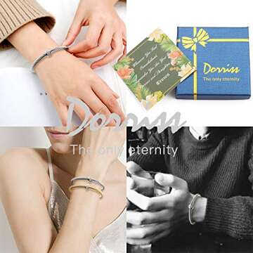 Dorriss Cable Cuff Bracelets, Twisted Wire Composite Bracelet Bangles, Stainless Steel Adjustable El...