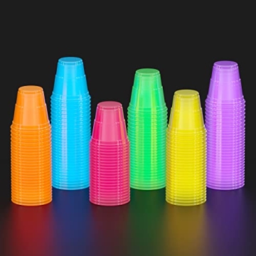 Glow Party Disposable Cups - 60 Pack Neon Cup Set