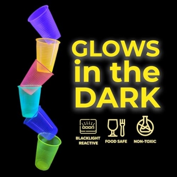 Glow Party Disposable Cups - 60 Pack Neon Cup Set