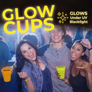 Glow Party Disposable Cups - 60 Pack Neon Cup Set
