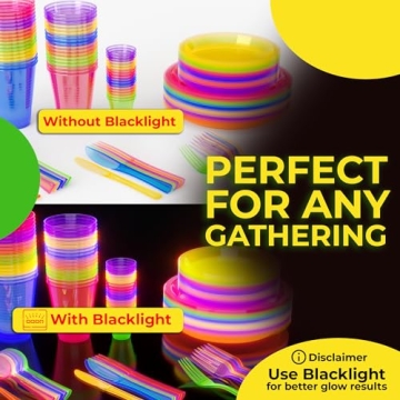 Glow Party Disposable Cups - 60 Pack Neon Cup Set