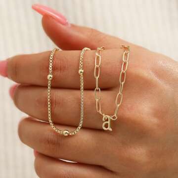 M MOOHAM Gold Bracelet for Women - Initial Bracelets for Women, Letter Bracelets for Women Trendy Dainty Gold Bracelet Initial M Bracelets for Women Preppy Bracelets Gold Jewelry for Women Bracelets
