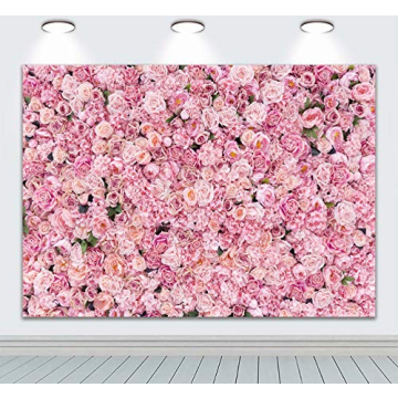 BINQOO 7x5ft Pink Rose Wall Backdrop for Events