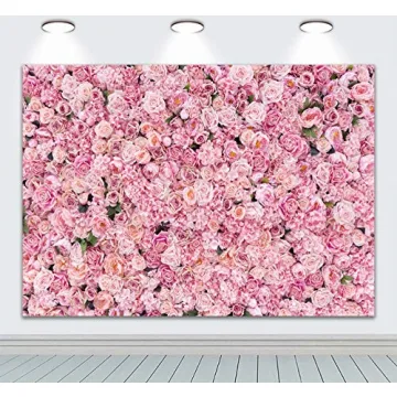 BINQOO 7x5ft Pink Rose Wall Backdrop for Events