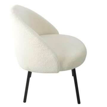 Homepop Home Decor Upholstered Modern Accent Chair Accent Chairs for Living Room & Bedroom Decorative Home Furniture, Sherpa Cream