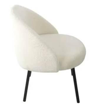 Homepop Home Decor Upholstered Modern Accent Chair Accent Chairs for Living Room & Bedroom Decorative Home Furniture, Sherpa Cream