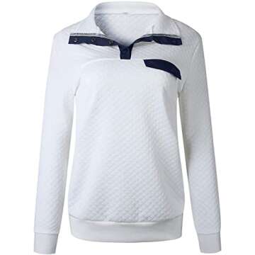 MEROKEETY Women's Fall Quilted Sweatshirt Stylish & Warm