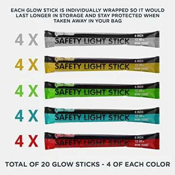 Glow Mind 20 Ultra Bright Glow Sticks - Emergency Light Sticks for Camping and More - Lasts Over 12 ...