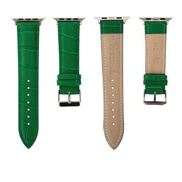 Klyingor Leather Watch Band Compatible for Apple Watch Bands 45mm 44mm 42mm, Alligator Leather Repla...