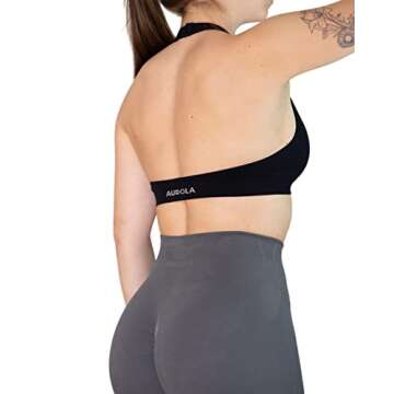 AUROLA Moon Seamless Halter Backless Sport Bra for Women Adjustable Padded Active Workout Gym Yoga Crop Tank Top