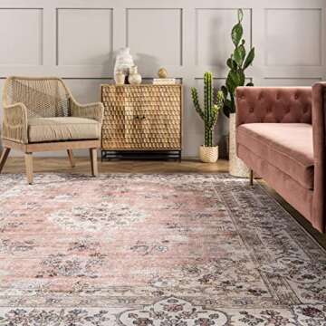 nuLOOM 6' Square Machine Washable Rugs Stain-Resistant