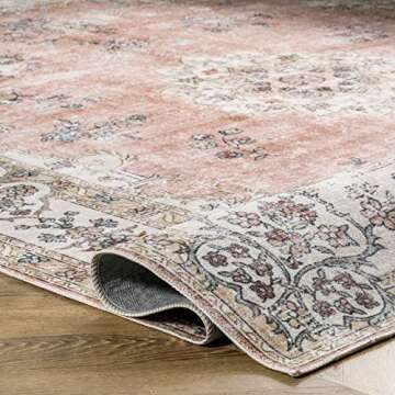 nuLOOM 6' Square Machine Washable Rugs Stain-Resistant
