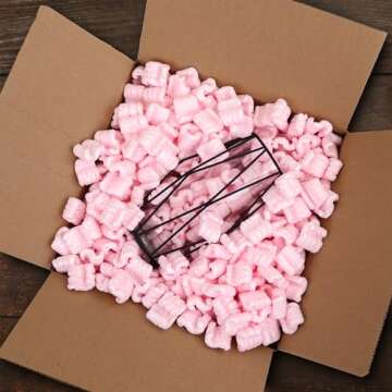 Magicwater Supply - .25 Cu Ft - Pink Packing Peanuts - Anti-Static S Shaped Cushion for Shipping, Void Filling & Storage - Protect Your Goods. 1/4 of a Cubic Foot of Packing Peanuts.