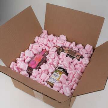 Magicwater Supply - .25 Cu Ft - Pink Packing Peanuts - Anti-Static S Shaped Cushion for Shipping, Void Filling & Storage - Protect Your Goods. 1/4 of a Cubic Foot of Packing Peanuts.
