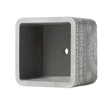 T4U 3.5 Inch Cement Succulent Pot with Bamboo Saucer Set of 3, Concrete Square Planter Cactus Plant Herb Container for Gardening Home and Office Decoration Birthday Wedding