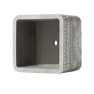 T4U 3.5 Inch Cement Succulent Pot Set with Bamboo Saucer