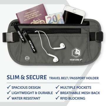 VENTURE 4TH RFID Money Belt for Safe Travel