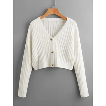 Stylish SweatyRocks Women's Button Front V Neck Cardigan