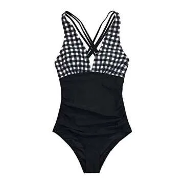 CUPSHE One Piece Tummy Control V Neck Swimsuit for Women