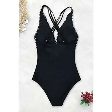 CUPSHE One Piece Tummy Control V Neck Swimsuit for Women