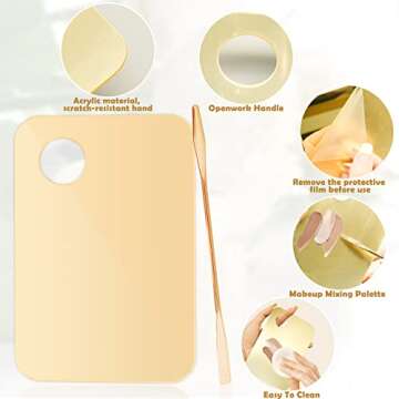 2Pcs Acrylic Makeup Mixing Palette with 2 Pcs Makeup Spatula, Foundation Mixing Tray Cosmetic Palett...