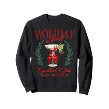 Coquette Holiday Spirit Cocktail Club Making Spirits Bright Sweatshirt
